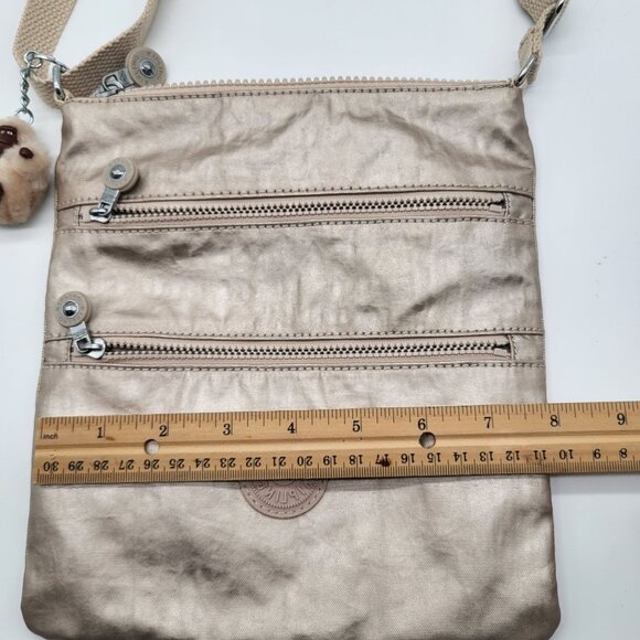 Kipling Keiko Crossbody Gold Metallic Crossbody Monkey Keychain Purse - Picture 2 of 7